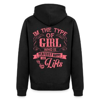 Gym Workout Fitness Strength Training Girl Lifts - Unisex Premium Organic Zip Hoodie - black - Back - Nico (187cm)