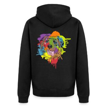 Australian Shepherd Aussie Hund Glückspilz - Unisex Premium Bio Zip Hoodie - Schwarz - Hinten - Nico (187cm)