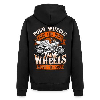 Biker Biker Motorcycle Biker Freedom - Unisex Premium Organic Zip Hoodie - black - Back - Nico (187cm)