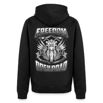 Biker Biker Motorcycle Biker Freedom - Unisex Premium Organic Zip Hoodie - black - Back - Nico (187cm)