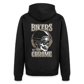 Biker Biker Motorcycle Biker Chrome - Unisex Premium Organic Zip Hoodie - black - Back - Nico (187cm)