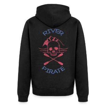 Kanu Kanadier Paddeln - Unisex Premium Bio Zip Hoodie - Schwarz - Hinten - Nico (187cm)