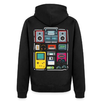 90 fête costume costume costume de costumes cassettes - Veste à capuche bio Premium Unisexe - noir - Dos - Nico (187cm)