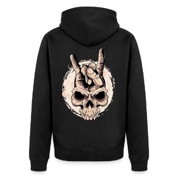 Crâne de doigt de rocker rocker métal lourd - Veste à capuche bio Premium Unisexe - noir - Dos - Nico (187cm)
