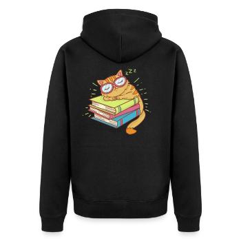 Livres de lecture bookworm chat chaton - Veste à capuche bio Premium Unisexe - noir - Dos - Nico (187cm)
