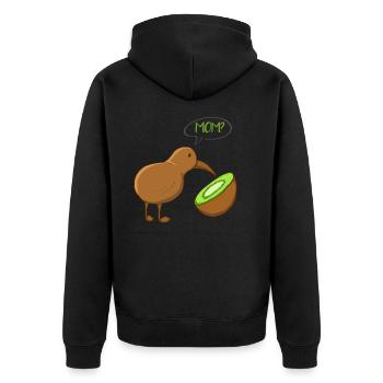 Kiwi Vogel Frucht - Unisex Premium Bio Zip Hoodie - Schwarz - Hinten - Nico (187cm)