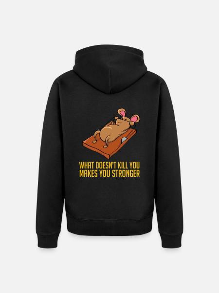 What Doesn't Kill You Makes You Strong Mouse - Unisex Premium Organic Zip Hoodie - black