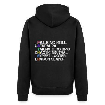 Tabletop Vater RPG - Unisex Premium Bio Zip Hoodie - Schwarz - Hinten - Nico (187cm)