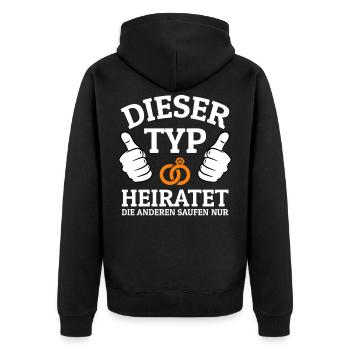 Junggesellenabschied T Shirt Ideen Outfit JGA - Unisex Premium Bio Zip Hoodie - Schwarz - Hinten - Nico (187cm)