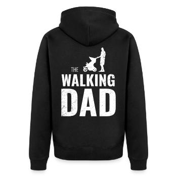 The Walking Dad (white) - Unisex Premium Organic Zip Hoodie - black - Back - Nico (187cm)