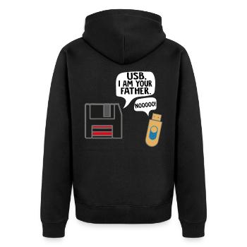 Programmierer Informatiker Nerd Vater Floppy USB - Unisex Premium Bio Zip Hoodie - Schwarz - Hinten - Nico (187cm)