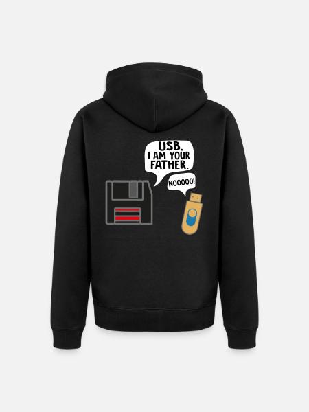 Programmierer Informatiker Nerd Vater Floppy USB - Unisex Premium Bio Zip Hoodie - Schwarz