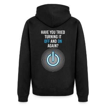 Programmierer Coder Informatiker Nerd Geek Support - Unisex Premium Bio Zip Hoodie - Schwarz - Hinten - Nico (187cm)