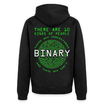 Programmierer Coder Informatiker Nerd Geek Binär - Unisex Premium Bio Zip Hoodie - Schwarz - Hinten - Nico (187cm)