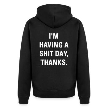SHIT DAY BAD DAY - Unisex Premium Organic Zip Hoodie - black - Back - Nico (187cm)