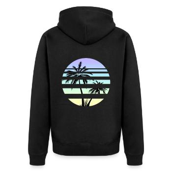 Vaporwave Aesthetics Retro Vintage Sonne Palmen - Unisex Premium Bio Zip Hoodie - Schwarz - Hinten - Nico (187cm)