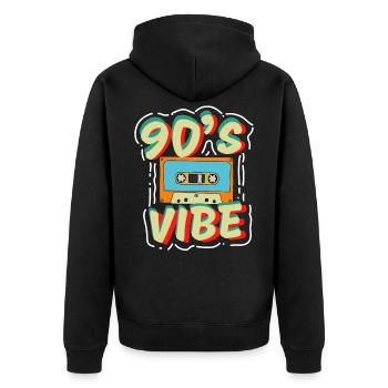 90er Jahre Party Outfit Kostüm Klamotten Kassette - Unisex Premium Bio Zip Hoodie - Schwarz - Hinten - Nico (187cm)