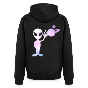 Alien Peace Universe - Unisex Premium Organic Zip Hoodie - black - Back - Nico (187cm)
