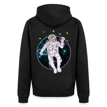Autist Autisten Autismus Asperger Astronaut - Unisex Premium Bio Zip Hoodie - Schwarz - Hinten - Nico (187cm)