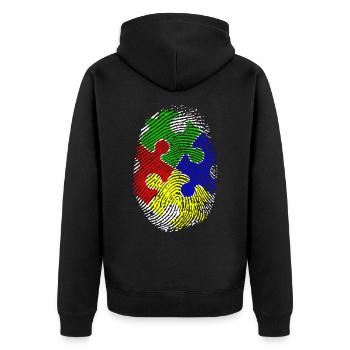 Autist Autisten Autismus Asperger Fingerabdruck - Unisex Premium Bio Zip Hoodie - Schwarz - Hinten - Nico (187cm)