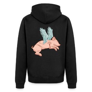 Cochon volant cochon chanceux ailes - Veste à capuche bio Premium Unisexe - noir - Dos - Nico (187cm)