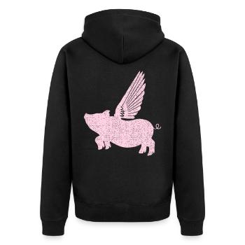 Cochon volant cochon chanceux ailes - Veste à capuche bio Premium Unisexe - noir - Dos - Nico (187cm)
