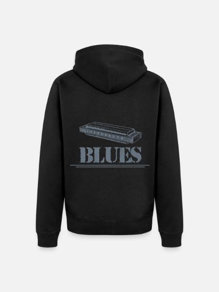 Harmonica Blues - Unisex Premium Organic Zip Hoodie - black