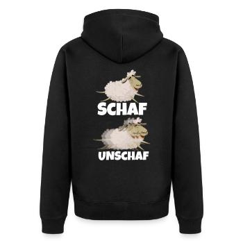 Schaf Unschaf Lustiges Design Shirt Unscharf - Unisex Premium Bio Zip Hoodie - Schwarz - Hinten - Nico (187cm)