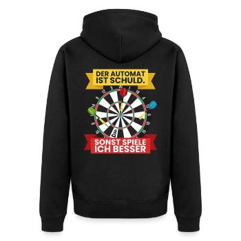 Darts Darten Darts Geschenk Dartpfeil Dartboard - Unisex Premium Bio Zip Hoodie - Schwarz - Hinten - Nico (187cm)
