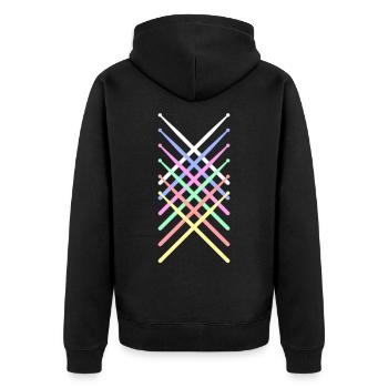 Pauke Schlagzeug Retro - Unisex Premium Bio Zip Hoodie - Schwarz - Hinten - Nico (187cm)