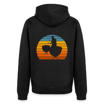 Pauke Sonnenuntergang Retro - Unisex Premium Bio Zip Hoodie - Schwarz - Hinten - Nico (187cm)