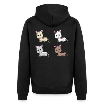 Cats 4 times - Unisex Premium Organic Zip Hoodie - black - Back - Nico (187cm)