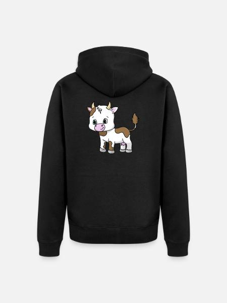 une petite vache mignonne - Veste à capuche bio Premium Unisexe - noir