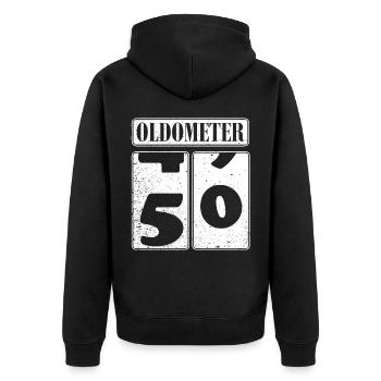 50. Geburtstag 50 Jahre Oldometer Happy Birthday - Unisex Premium Bio Zip Hoodie - Schwarz - Hinten - Nico (187cm)