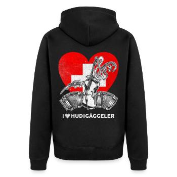 Suisse Ländler Schlager Musique folklorique Hudigäggeler - Veste à capuche bio Premium Unisexe - noir - Dos - Nico (187cm)