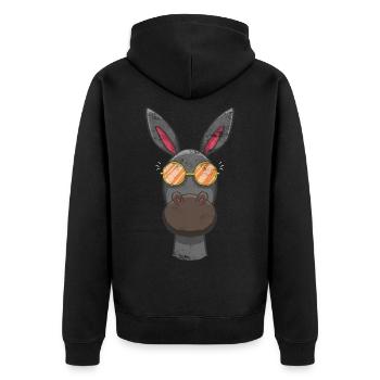 Cool donkey with sunglasses - Unisex Premium Organic Zip Hoodie - black - Back - Nico (187cm)