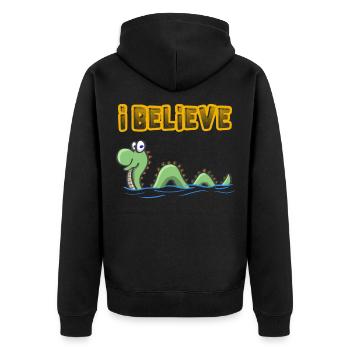 I Believe In Nessie Loch Ness - Unisex Premium Bio Zip Hoodie - Schwarz - Hinten - Nico (187cm)