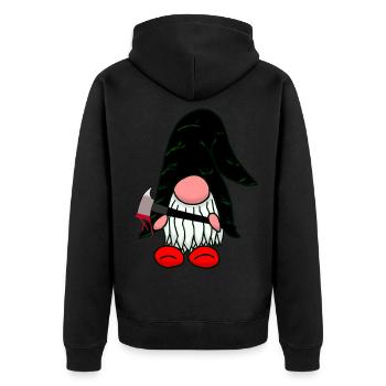 Gnome de jardin Gnome d’horreur Gnome Monstre fantastique Père Noël - Veste à capuche bio Premium Unisexe - noir - Dos - Nico (187cm)