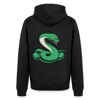 Schlange Grüne Mamba Reptilien Terrarium - Unisex Premium Bio Zip Hoodie - Schwarz - Hinten - Nico (187cm)