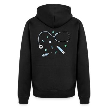 doctor - Unisex Premium Bio Zip Hoodie - Schwarz - Hinten - Nico (187cm)