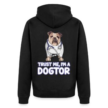 Trust Me I’m A Dogtor Bulldogge - Veste à capuche bio Premium Unisexe - noir - Dos - Nico (187cm)