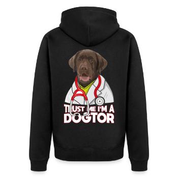 Trust Me I'm A Dogtor Labrador - Unisex Premium Bio Zip Hoodie - Schwarz - Hinten - Nico (187cm)
