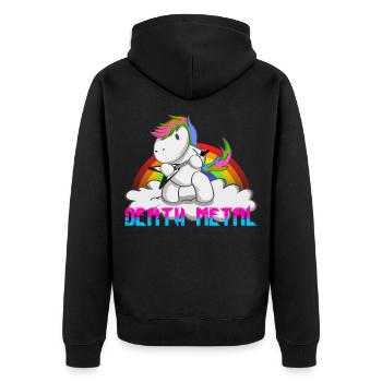 Death Metal Licorne Arc-en-ciel - Veste à capuche bio Premium Unisexe - noir - Dos - Nico (187cm)