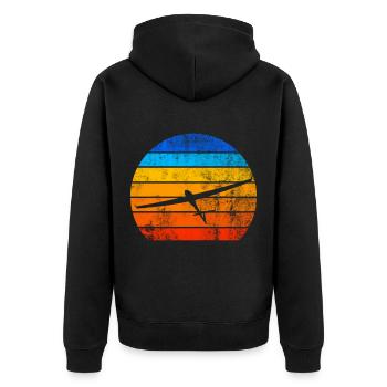 Segelfliegen Segelflugzeug Sonnenuntergang - Unisex Premium Bio Zip Hoodie - Schwarz - Hinten - Nico (187cm)