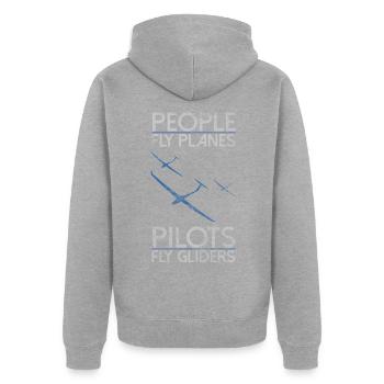 Segelfliegen Pilot - Unisex Premium Bio Zip Hoodie - Grau meliert - Hinten - Nico (187cm)