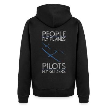 Segelfliegen Pilot - Unisex Premium Bio Zip Hoodie - Schwarz - Hinten - Nico (187cm)