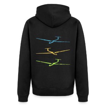 Segelfliegen Thermik Segelflugzeug - Unisex Premium Bio Zip Hoodie - Schwarz - Hinten - Nico (187cm)