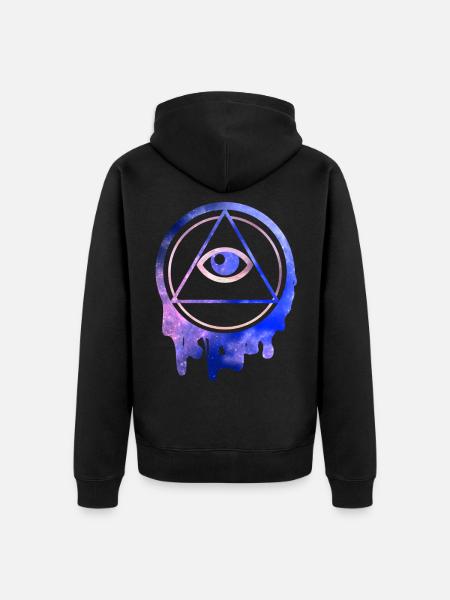 Alle Seeing Eye Illuminati-stjerner - Premium økologisk unisex-hættejakke - sort