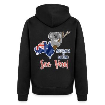 Australia Koala Bear Travel - Unisex Premium Organic Zip Hoodie - black - Back - Nico (187cm)