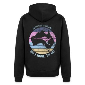 Australien Ruft Reisen Backpacker - Unisex Premium Bio Zip Hoodie - Schwarz - Hinten - Nico (187cm)